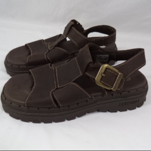 womens brown leather skechers